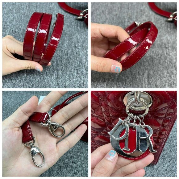 100% Authentic Dior Patent Medium Red Leather Satchel Bag - Picture 15 of 16